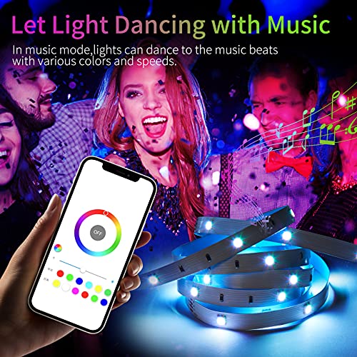 JMKMGL WiFi Smart Led Strip Lights,65.6ft APP Control Light Strips Work with Alexa and Google Assistant,5050 RGB Music Sync Color Changing Led Lights for Bedroom Home TV Parties with ETL FCC