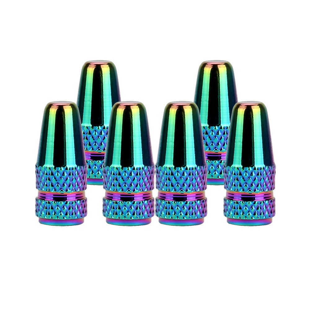SENZEAL 6Pcs Bicycle Presta Valve Dust Caps Aluminum Alloy French Style Cycling Tyre Valve Stem Caps for MTB Bicycle Road Bike Wheels Colorful