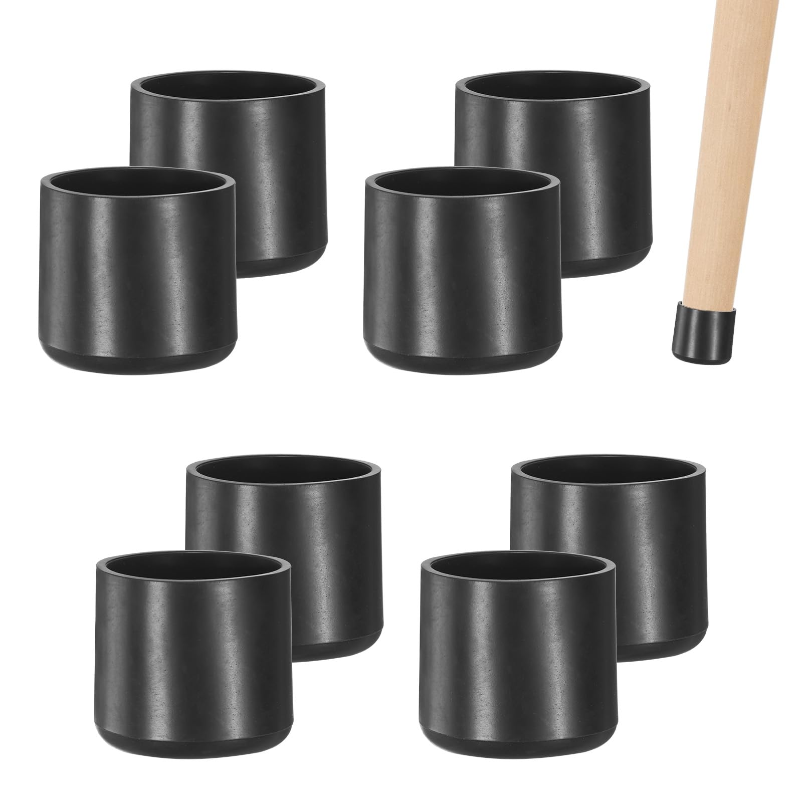 M METERXITY 8-Pack Chair Leg Caps, 1-1/2 Inch(38mm) PVC Chair Leg Floor Protectors for Folding Chairs/Metal Chairs/Furniture Table/Hardwood Floors, Round Non-Slip Cover End Tips [Black]