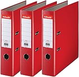 Esselte A4 Lever Arch Files Red, 3 Pack 624292, 72x318x290mm