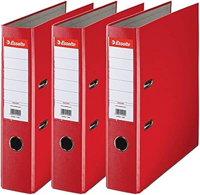Esselte A4 Lever Arch Files Red, 3 Pack 624292, 72x318x290mm