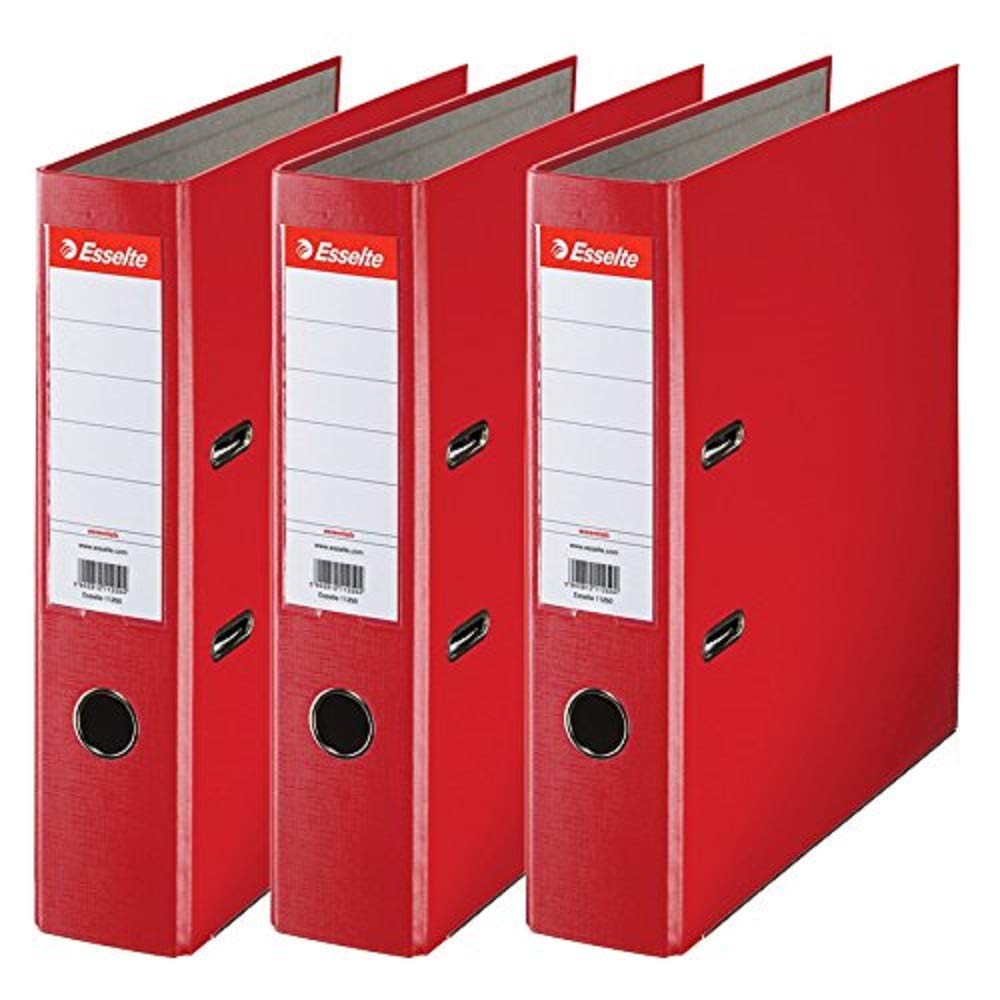 Esselte A4 Lever Arch Files, Red File Folders 624292, 3 Count (Pack of 1)