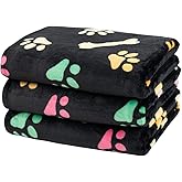Dono 1 Pack 3 Dog Blankets, Soft Fluffy Fleece Pet Blanket Warm Sleep Mat Paw Print Design Puppy Kitten Throw Blankets Doggy Blanket for Dogs
