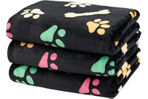 Dono 1 Pack 3 Dog Blankets for Small Dogs, Soft Fluffy Paw Print Pattern Fleece Pet Blanket Warm Sleep Mat, Puppy Kitten Blanket Doggy Mat for Dog Cat Kitten Doggy (30 * 20")