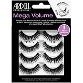 Ardell Mega Volume 252 False Eyelashes Full Strip Lashes Black, 4 Pairs | NeverFlat Curl Tech Multi-Layered False Lashes with 3D Full Volume, Tapered Tips &amp; Natural-Looking Finish, Reusable