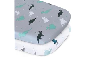 Bassinet Fitted Sheet(33" x 20"), Bassinet Sheets 2 Pack, Compatible with Most Bedside Sleeper Bassinet, Bassinet Sheets with