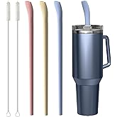 BXTSZZ Replacement Silicone Straw Compatible with Stanley 40 oz 30 oz 20 oz Cup Tumbler Long Flexible Silicone Drinking Straws with Cleaning Brushes 6 Pack(S)
