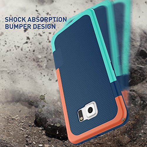 TILL Galaxy S6 Edge Case, (TM) Ultra Slim 3 Color Hybrid Impact Anti-Slip Shockproof Soft TPU Hard PC Bumper Extra Front Raised Lip Case Cover for Samsung Galaxy S6 Edge S VI Edge G925 [Blue] - Thumbnail 3