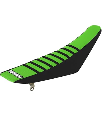 Gripper Seat Cover For Kawasaki KLX 140 (2008-2021) - Black With Green Ribs #176