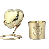 THE ASCENT MEMORIAL Small Golden Speckled Heart Urn for Human Funeral Ashes | Pack of Mini Heart Urn, Golden Display Stand, Scented Candle, Velvet Carry Bag, a Paper Funnel