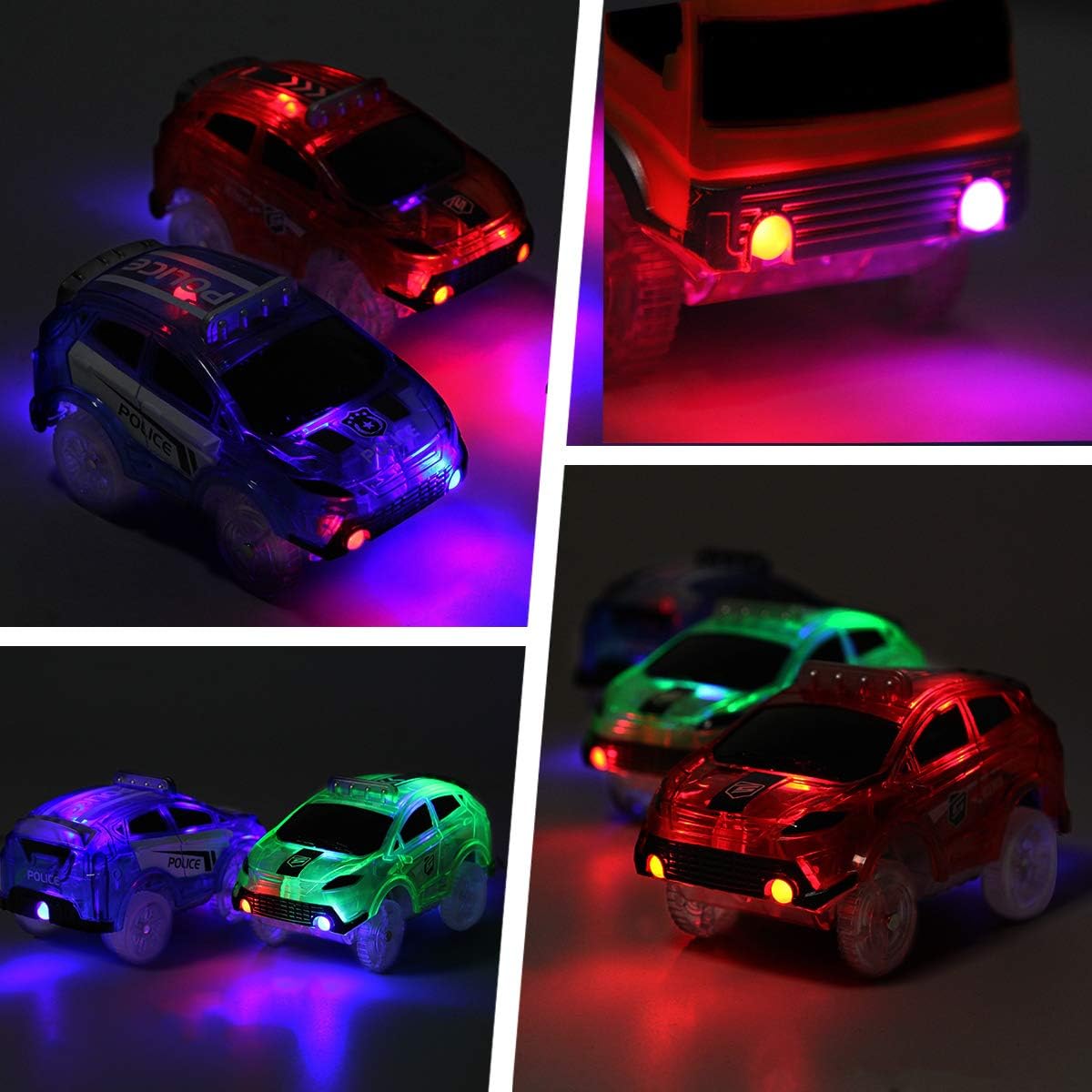 Car Tracks Replacement, Glow in The Dark Toy Cars With 5 Flashing LED Lights - Image 4