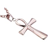 BLACKJACK Men’s Egyptian Ankh Pendant, 316L Stainless Steel Necklace White/Gold/Rose with a 24” Cable Chain, Any Occasion, Simple Jewelry Gifts