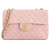 CHANEL What Goes Around Comes Around Women's Pre-Loved Pink Lambskin Half Flap Jumbo Bag