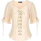 Scarlet Darkness Renaissance Shirts for Women Summer Plus Size Lace-up Tops