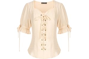 Scarlet Darkness Renaissance Shirts for Women Summer Plus Size Lace-up Tops