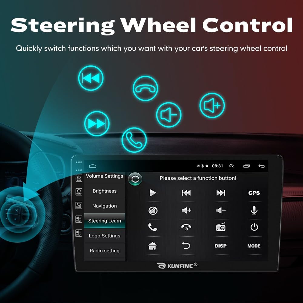 Kunfine CarPlay Android Auto Navigation Stereo GPS Radio Reverse Camera Display 9