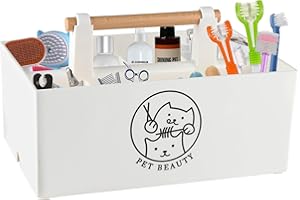 Brabtod Dog Storage Organizer,Dog Grooming Organizer,Portable Shower Caddy Organizer for Dog Cat Stuff,Divided Basket Bin Storage for Dog Cat Grooming Kit,Shampoo,Trimmer,Clipper,Combo,Brush