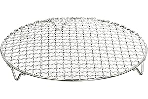 Multi-Purpose Round Stainless Steel Cross Wire Steaming Cooling Barbecue Rack/Carbon Baking Net/Grill/Pan Grate with Legs(10I
