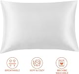 EHEYCIGA Silk Satin Pillow Cases 2 Pack White Standard 50x75 cm view 3