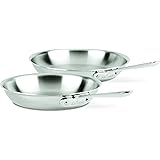 All-Clad D3 Stainless Steel Frying pan cookware set, 10-Inch and 12-Inch, Silver