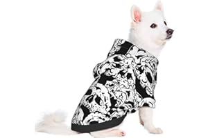 Dog Hoodie Sweater Soft Dog Clothes Black and White Skulls Dog Hoodie Sweatshirt Dog Sweaters