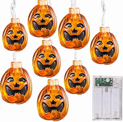 Battery Operated 3D Pumpkin String Lights, 20 LEDs Indoor Fairy Lights Jack-O-Lantern for Patio Halloween Festival Party Decoration, 6.6Ft, Warm White