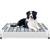 Caghash Elevated Outdoor Raised Dog Bed, Lifted Dog Cot for Medium Pet | Breathable Fabric Dog bed for Indoor &amp; Outdoor, Stainless Steel, Anti-Slip Pet Bed