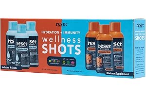 RESET Bioscience Hydration + Immunity Wellness Shot Duo - 1,080mg Electrolyte Booster - Sugar-Free Immunity Defense - Includes Bonus Mystery Shot - No Sugar, No Artificial Ingredients, Non-GMO (7 Pk)