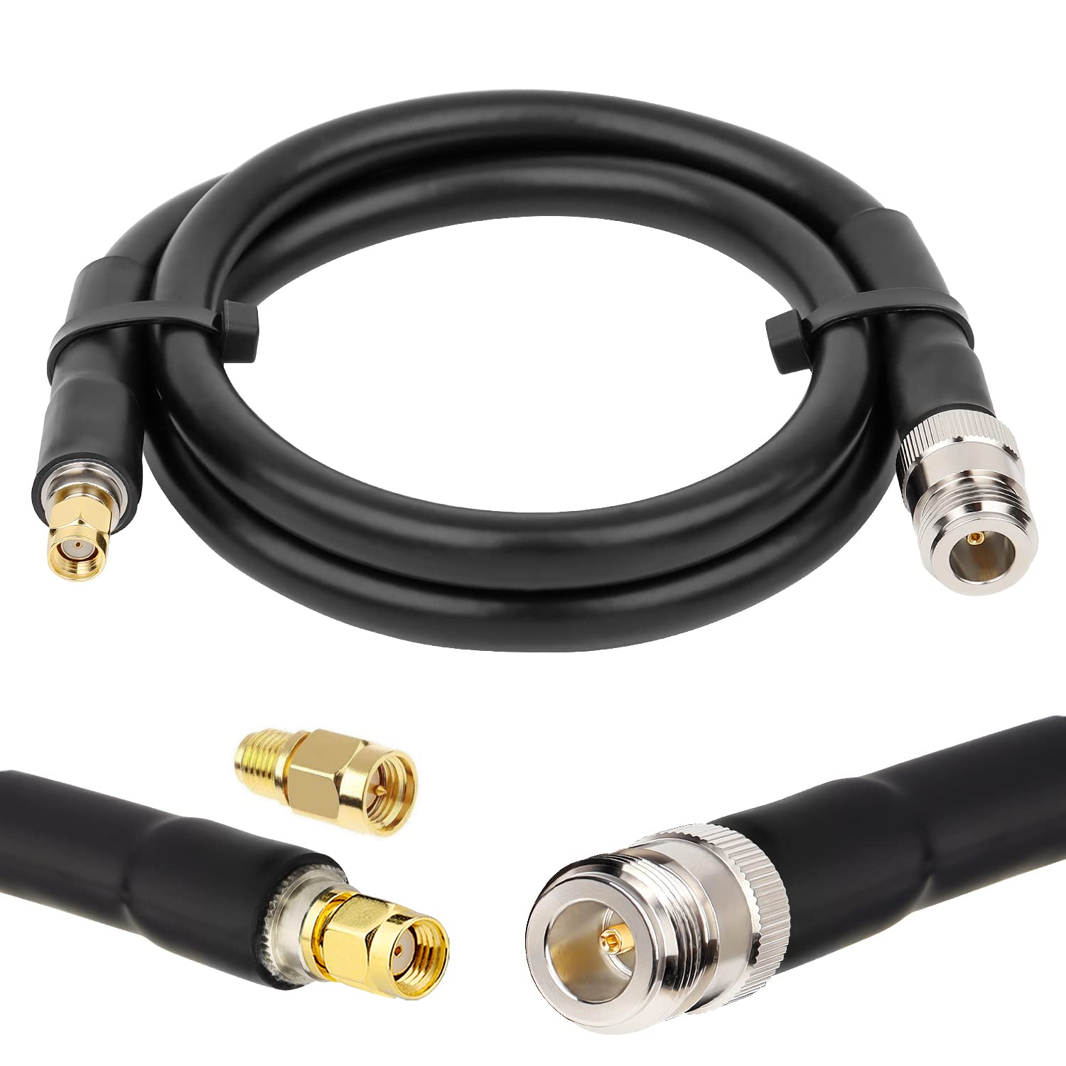 MOOKEERF N Type Female to RP-SMA Male Helium Miner Cable 1Meter KMR400 Coaxial Cable with N-Female and RP-SMA Male Connectors for WiFi/4G LTE/Iot/LoRa/LoRaWan Antenna/Bobcat Nebra RAK Miner