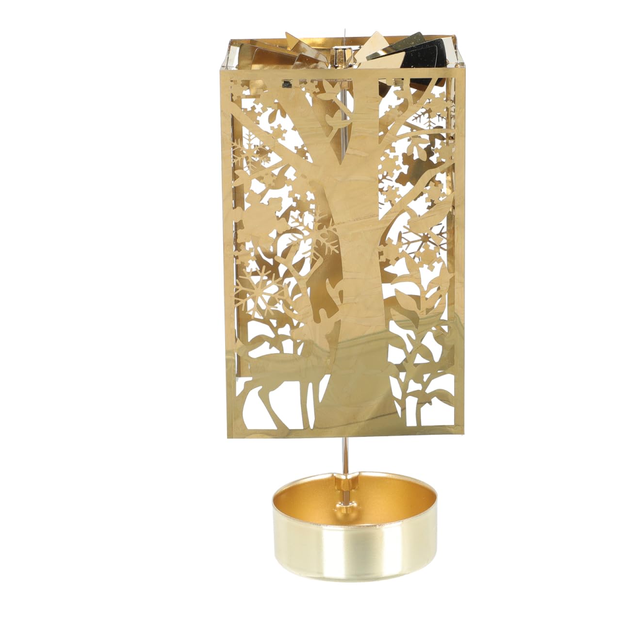 Luxshiny Rotary Candle Holder Spinning Candleholder, Metal Rotating Tea Light Candlestick Carousel Candle Holder Xmas Wedding Party Table Centerpieces Decor Golden