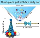 WUBAYI Dog Birthday Bandana Set Blue Hat Bow Tie Adjustable Size view 2