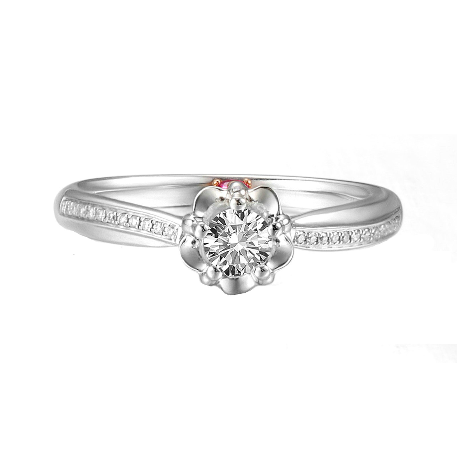 Epinki 18K Gold Ring(Au750),0.28Ct Round Cut Gemstone Ring Wedding Engagement Ring for Women Bride