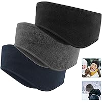 2 Pack Women's Ear Warmer Headband - Soft Winter Headband For Running, Cycling & Cold Weather (Black & Blue)