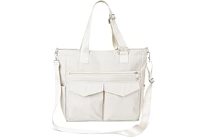 Iioscre Tote Bag for Women Men, Waterproof Work Nylon Tote Bag with Adjustable Strap,Crossbody Laptop Bag with Trolley Sleeve