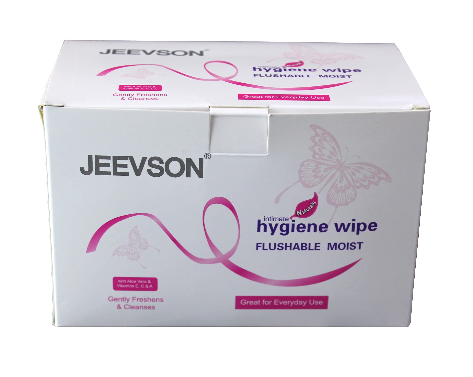 Jeevson Individually Wrapped Flushable Intimate Wipes-Excellent for Travel (1 box)