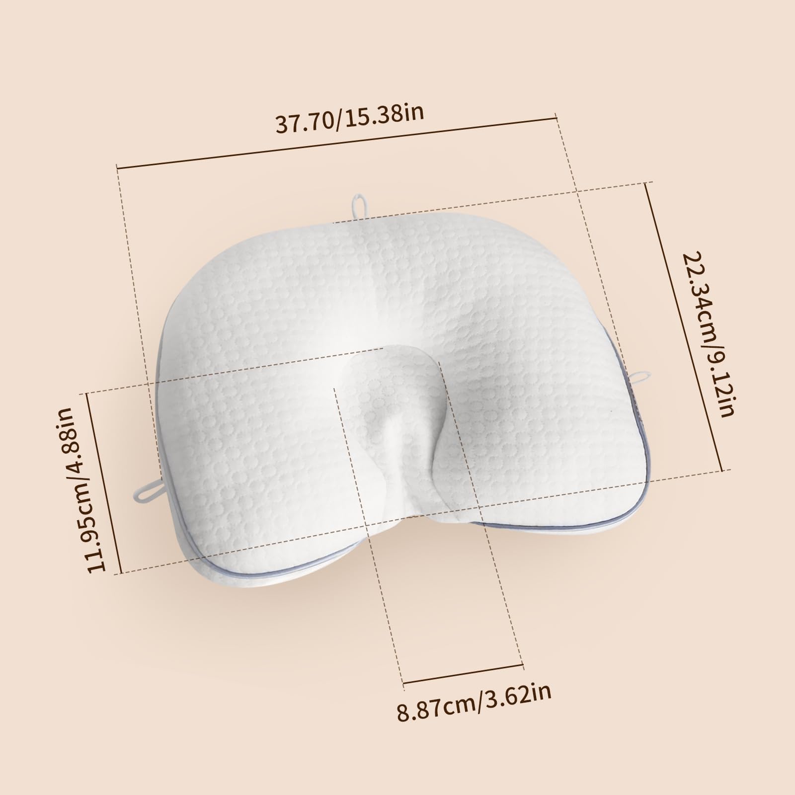 Baby Head Pillow Upgraded Flat Head Pillow, Baby Neck Support for Carseat Soft and Breathable Ergonomic Design, White