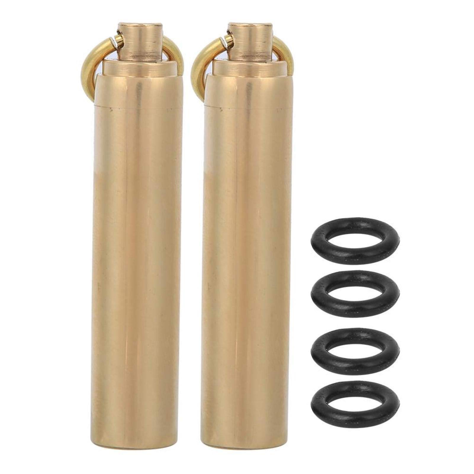Pill Cases, 2Pcs/Set Outdoor Survival Portable EDC Container Brass Sealed Waterproof Pill Holder Fob (Diameter12mm)