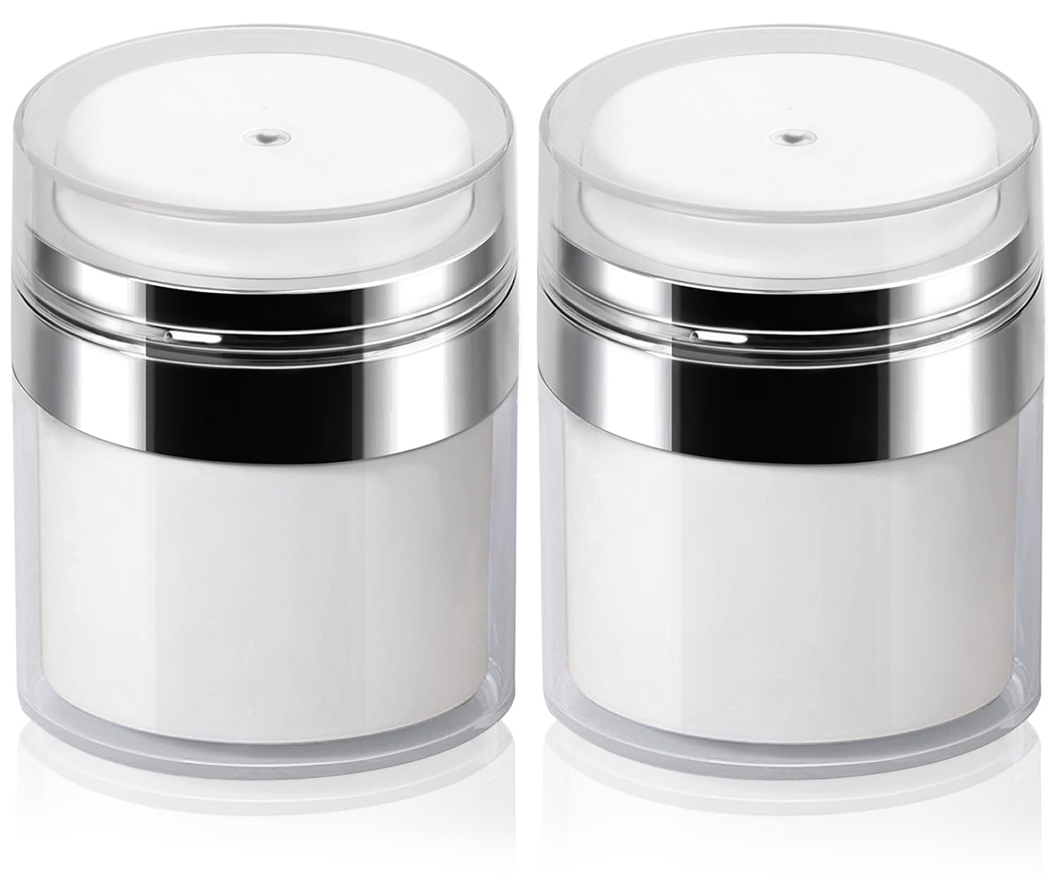 Photo 1 of 2Pack 15ml Airless Pump Jar - 0.5 Oz Moisturizer Pump Dispenser, Travel Lotion Container Vacuum Bottle for Skincare, Thick Moisturizer