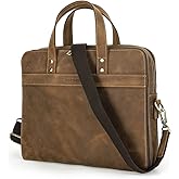 Contacts Laptop Bag Leather Messenger Bag for Men Vintage Computer Briefcases Travel Satchel Shoulder Handbag Bag