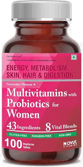 Carbamide Forte Multivitamin for Women with Probiotics containing 43 Ingredients & 8 Vital Blends - 100 Veg Tablets