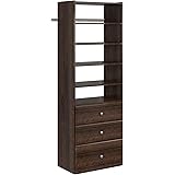 Easy Track PH40-TR Premium Tower Closet Storage Wall Mounted Wardrobe Organizer Kit System with Shelves & Drawers for Bedroom in Truffle with Hardware