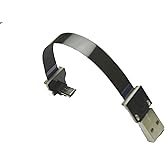 Permanent Ribbon Micro USB Cable FPV Flat Slim Thin Ribbon FPC Cable Micro USB 90 Degree Angled Male to Standard USB A Male f