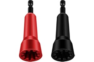 Bonuci 2 Pcs Wire Twisting Tool Wire Twister Tool Drill Wire Stripper Twisting Wire Connector Socket Wire Twisting Spinner for Drill and Wire Connector Driver with 1/4" Chuck(Red, Black)