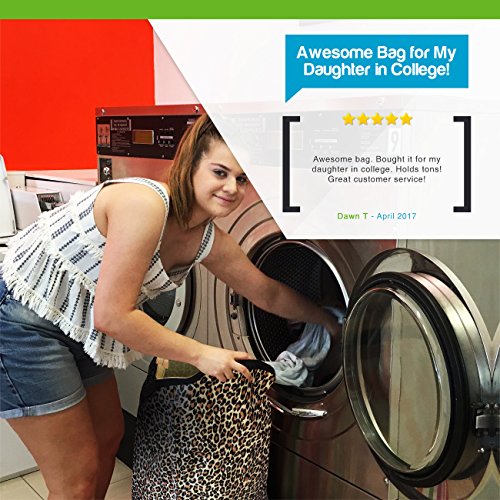 Extra Large Laundry Hamper - Leopard Print, Durable Waterproof Dirty Clothes Basket | Shoulder Strap For Easy Carrying | Folds Flat for Storage | Special New Year Pricing! - Thumbnail 3