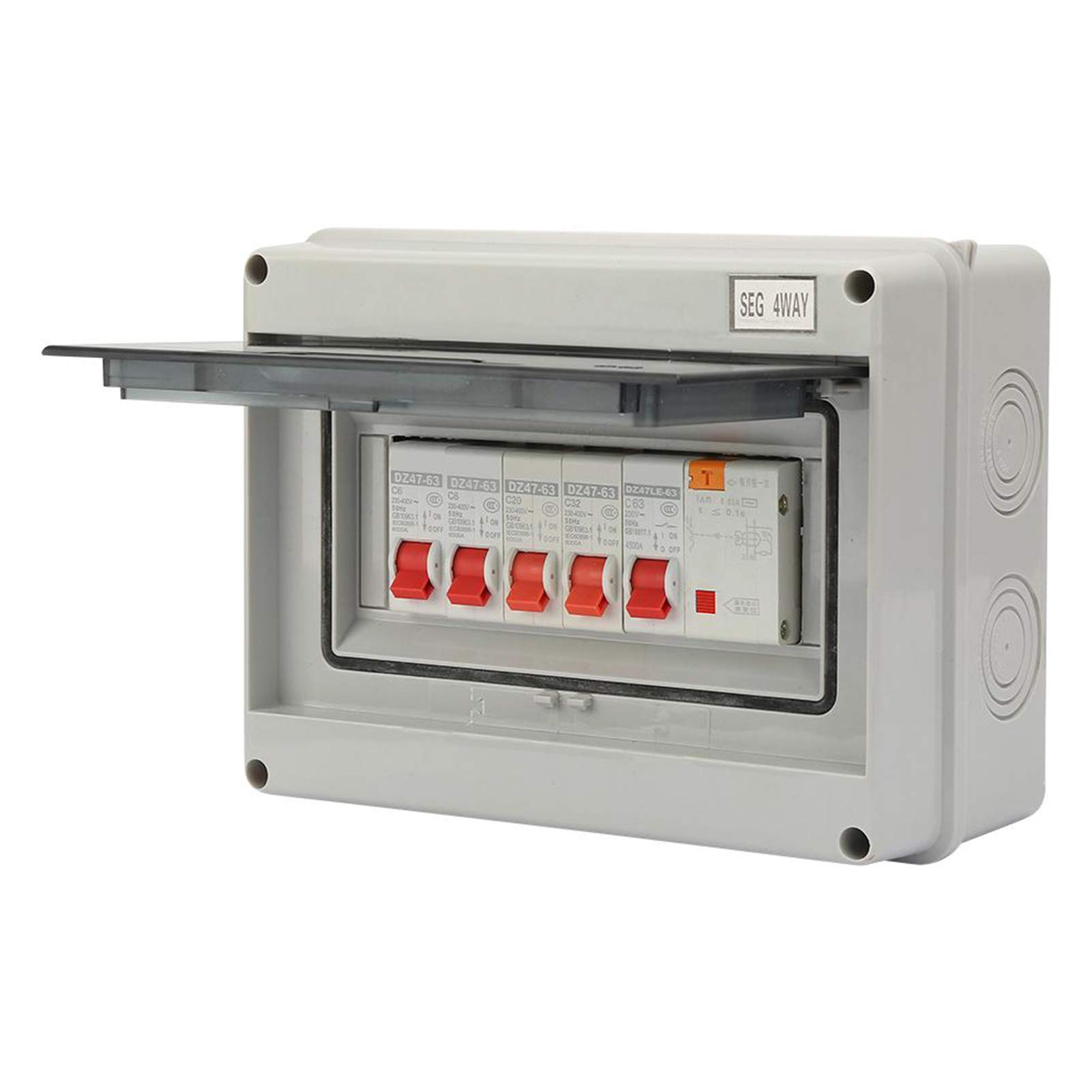 Ailao Consumer Unit 4 Way Garage Caravan 63A 30mA RCD 4MCB 2 * 6A+20A+32A