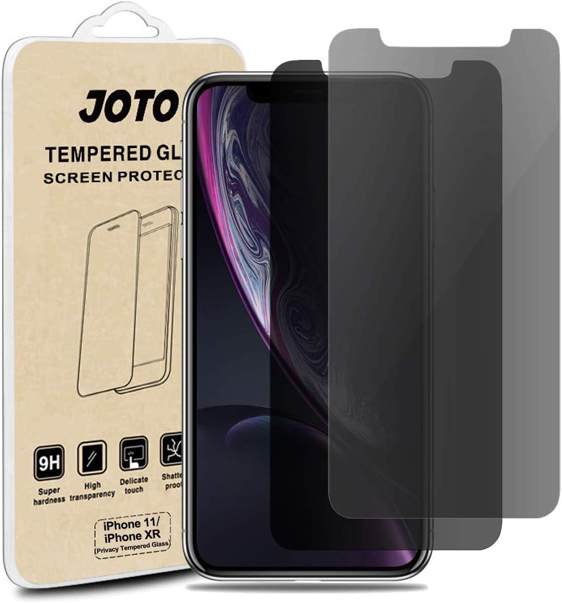 JOTOPrivacy Screen Protector for iPhone 11 / iPhone XR, Anti-Spy Tempered Glass Film Screen Guard for 6.1" Apple iPhone 11 2019/ iPhone XR 2018 (2-Pack)