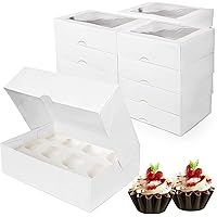 ANTENG A 15 Packs White Cupcake Containers 12 Count,Sturdy Kraft Cardboard Rectangle Cake Boxes With Window,Big Cake Box For 