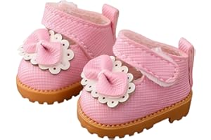 TOU-BEGUIN Shoes Compatible with Labubu Accessories, Mini Shoes for La bubu Dolls, Clothes Outfit Set PU Leather Princess Shoes Suitable for 15cm 17cm Labubu, Dress Up Doll Clothing Shoes Set Replacement Pink
