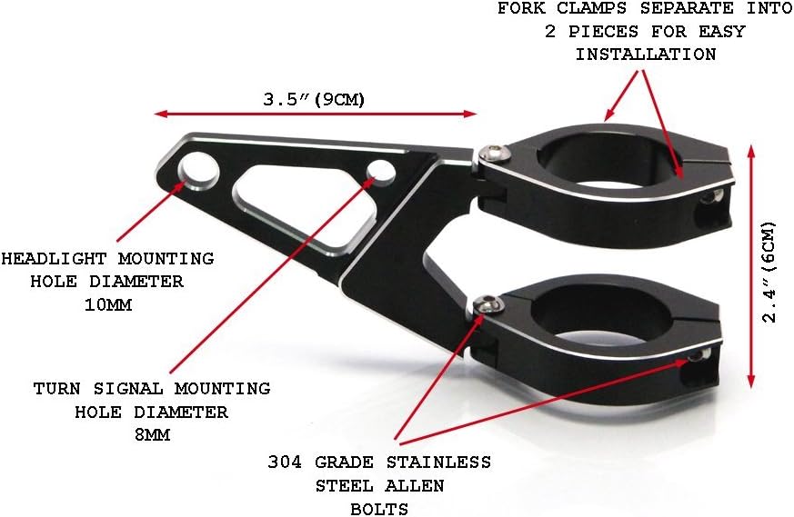 Alchemy Parts Premium CNC Motorcycle Headlight Brackets for Cafe Racer & Street Motorbikes, black, 32-33mm - Image 3