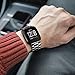 Fitbit Versa Bands, Kmasic Stainless Steel Metal Replacement Bracelet Starp Band for Fitbit Versa Sports Smart Watch Fitness, Black